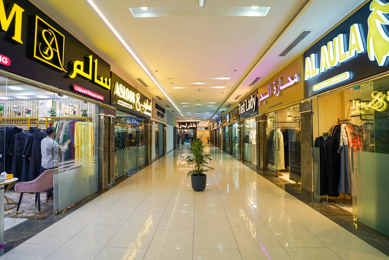 ممر تجاري بعنصر نباتي في الوسط